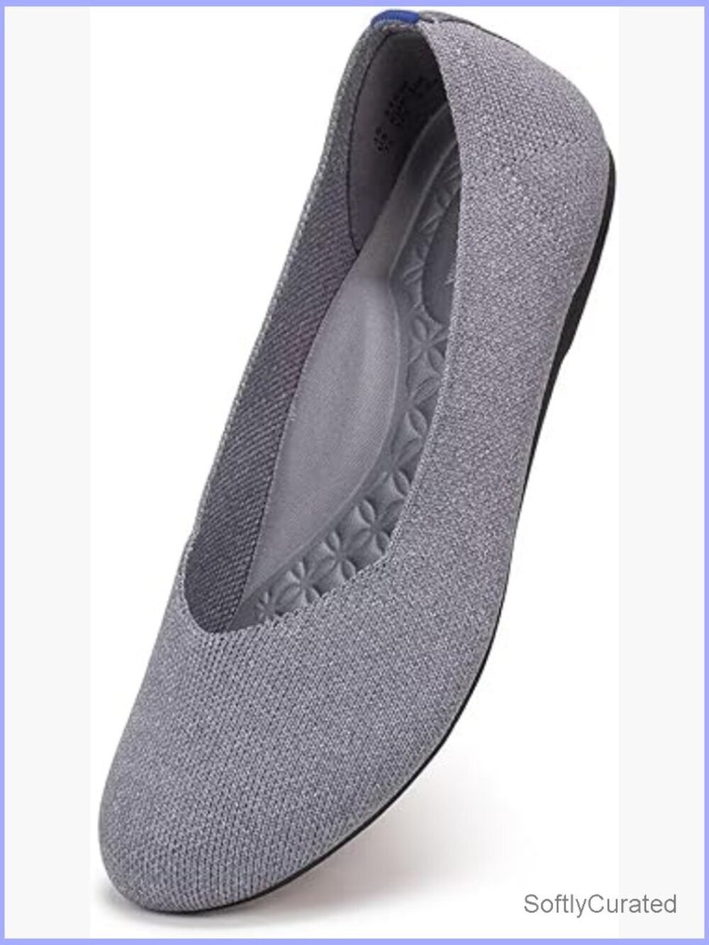 Wide Width Ballet Flats with Arch Support, Knit Fabric, Round Toe